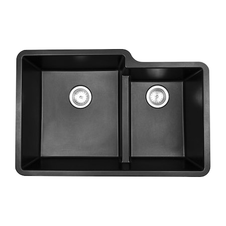 Msi Black Double Bowl 32in X 21in Quartz Undermount 60/40 Kitchen Sink ZOR-QTZ-DBSNK-0103